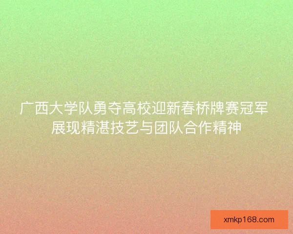 广西大学队勇夺高校迎新春桥牌赛冠军 展现精湛技艺与团队合作精神 广西大学队勇夺高校迎新春桥牌赛冠军 展现精湛技艺与团队合作精神