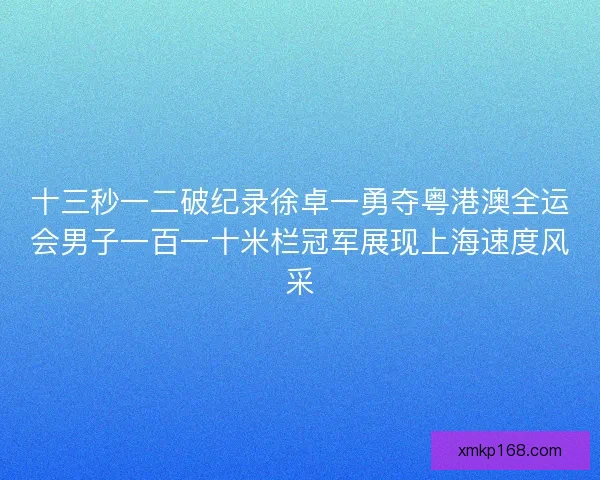 十三秒一二破纪录徐卓一勇夺粤港澳全运会男子一百一十米栏冠军展现上海速度风采 十三秒一二破纪录徐卓一勇夺粤港澳全运会男子一百一十米栏冠军展现上海速度风采
