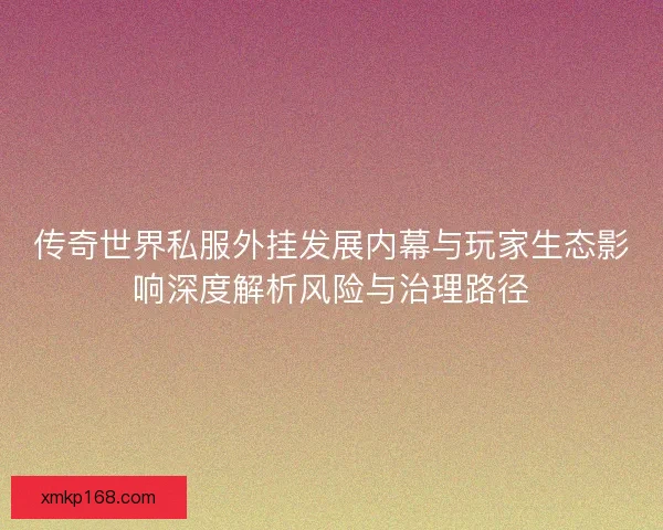 传奇世界私服外挂发展内幕与玩家生态影响深度解析风险与治理路径